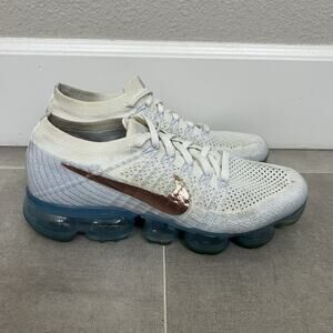 Nike Vapormax Flyknit Explorer Women's Size 7 White Gold Sneaker Running Shoes